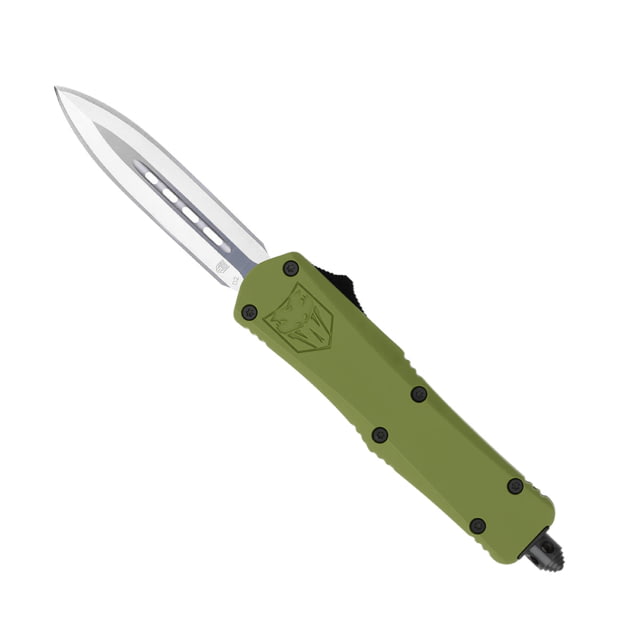 CobraTec Knives FS-3 Small OTF Automatic Folding Knife 2.75in D2 Steel Dagger Non-Serrated Blade Od Green Handle - Cobratec Knives
