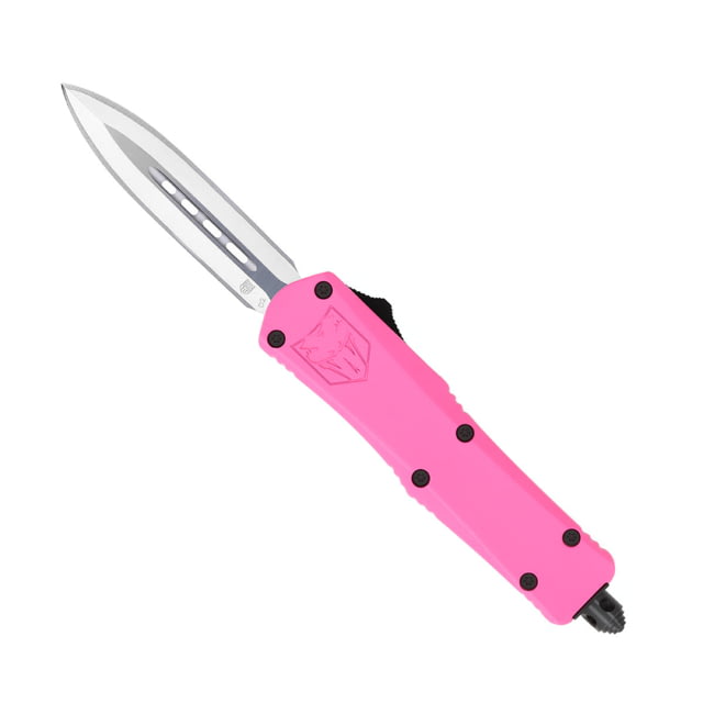 CobraTec Knives FS-3 Small OTF Automatic Folding Knife 2.75in D2 Steel Dagger Non-Serrated Blade Pink Handle - Cobratec Knives