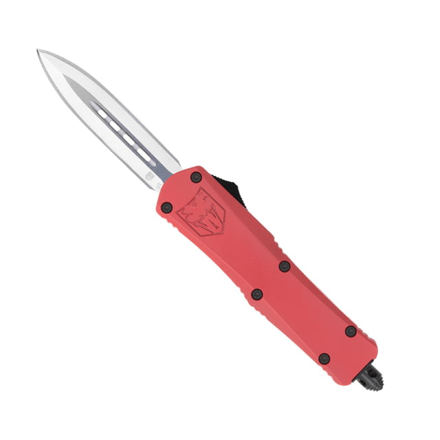 CobraTec Knives FS-3 Small OTF Automatic Folding Knife 2.75in D2 Steel Dagger Non-Serrated Blade Red Handle - Cobratec Knives