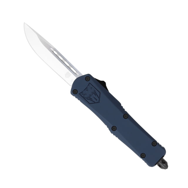 CobraTec Knives FS-3 Small OTF Automatic Folding Knife 2.75in D2 Steel Drop Non-Serrated Blade Nypd Blue Handle - Cobratec Knives