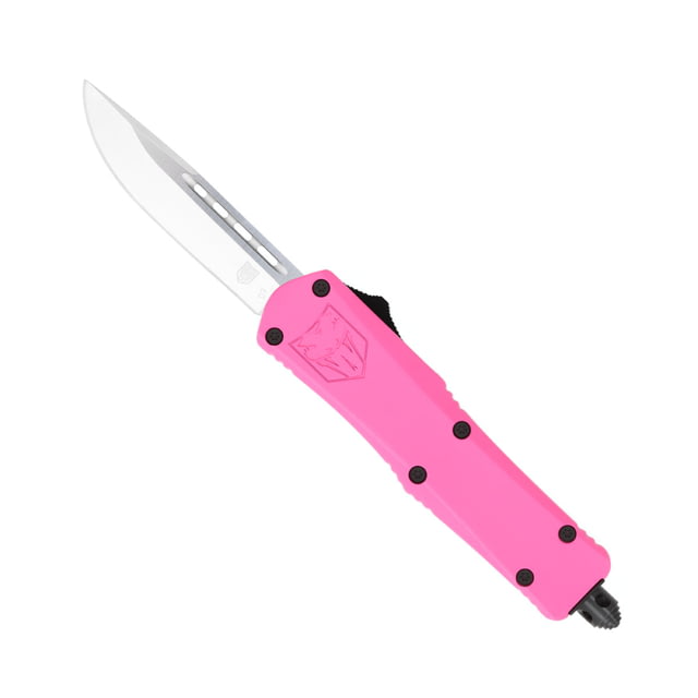 CobraTec Knives FS-3 Small OTF Automatic Folding Knife 2.75in D2 Steel Drop Non-Serrated Blade Pink Handle - Cobratec Knives