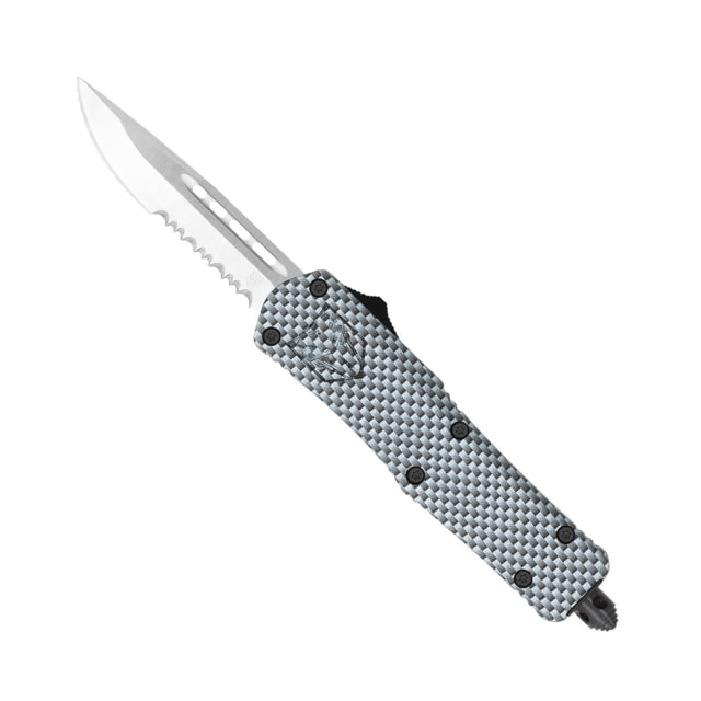 CobraTec Knives FS-3 Small OTF Automatic Folding Knife 2.75in D2 Steel Drop Serrated Blade Carbon Fiber Handle - Cobratec Knives