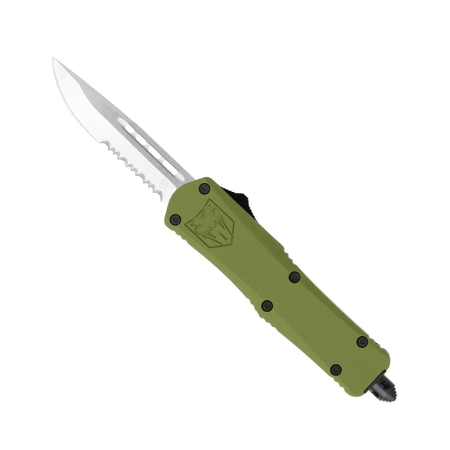 CobraTec Knives FS-3 Small OTF Automatic Folding Knife 2.75in D2 Steel Drop Serrated Blade Od Green Handle - Cobratec Knives
