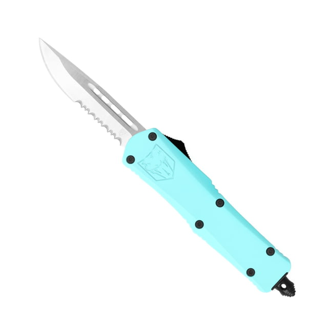 CobraTec Knives FS-3 Small OTF Automatic Folding Knife 2.75in D2 Steel Drop Serrated Blade Tiffany Blue Handle - Cobratec Knives