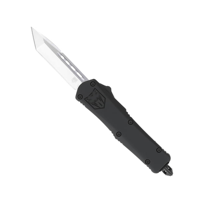 CobraTec Knives FS-3 Small OTF Automatic Folding Knife 2.75in D2 Steel Tanto Non-Serrated Blade Black Handle - Cobratec Knives