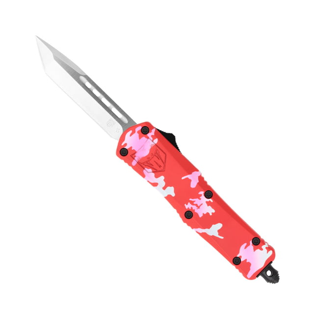 CobraTec Knives FS-3 Small OTF Automatic Folding Knife 2.75in D2 Steel Tanto Non-Serrated Blade Cerakote/Pink Handle - Cobratec Knives