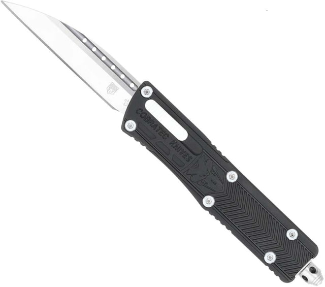 CobraTec Knives Small Sidwinder OTF Automatic Folding Knives 2.5in D2 Steel Wharncliffe Plain Black Aluminum Handle - Cobratec Knives