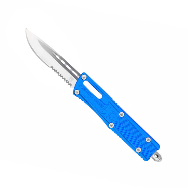 CobraTec Knives Small Sidwinder OTF Automatic Folding Knife 2.5in D2 Steel Drop Serrated Blue Handle - Cobratec Knives
