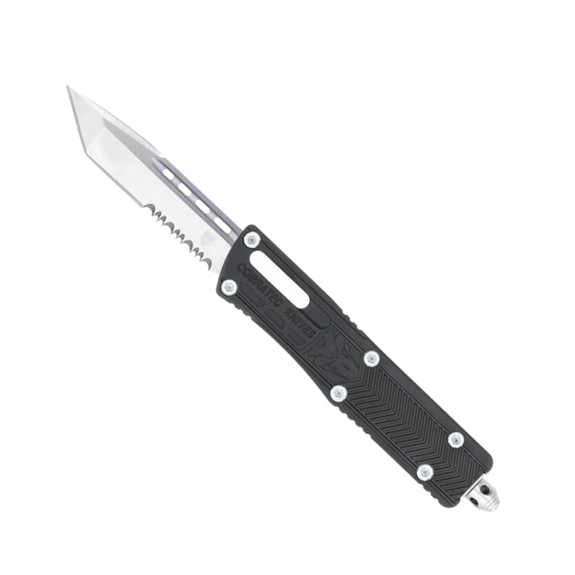 CobraTec Knives Small Sidwinder OTF Automatic Folding Knife 2.5in D2 Steel Tanto Serrated Black Handle - Cobratec Knives
