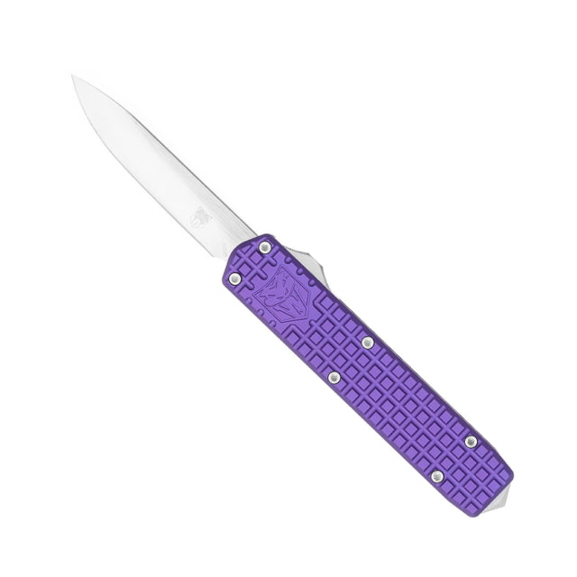 CobraTec Knives Small Warrior OTF Knife 2.25in M390 Drop Non-Serrated Blade Purple - Cobratec Knives