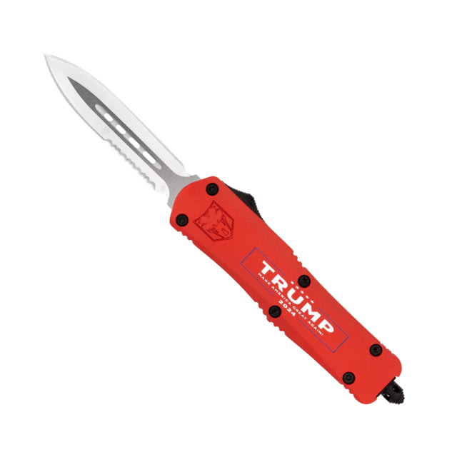 CobraTec Knives Medium FS-3 Trump 2024 OTF Knife D2 Steel Blade Cerakoted Handle Dagger 1 Side Serrated Red Handle - Cobratec Knives