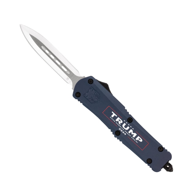 CobraTec Knives Trump 2024 Medium OTF 3 in Fixed Blade Knife D2 Steel Blade Cerakoted Handle Dagger Not Serrated Blue - Cobratec Knives