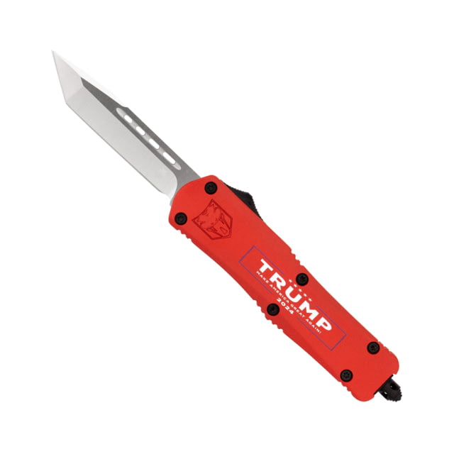 CobraTec Knives Trump 2024 Medium OTF 3 in Fixed Blade Knife D2 Steel Blade Cerakoted Handle Tanto Not Serrated Red - Cobratec Knives