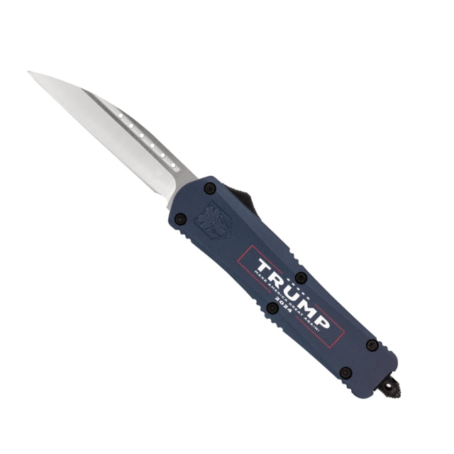 CobraTec Knives Trump 2024 Medium OTF 3 in Fixed Blade Knife D2 Steel Blade Cerakoted Handle Wharncliffe Not Serrated Blue - Cobratec Knives