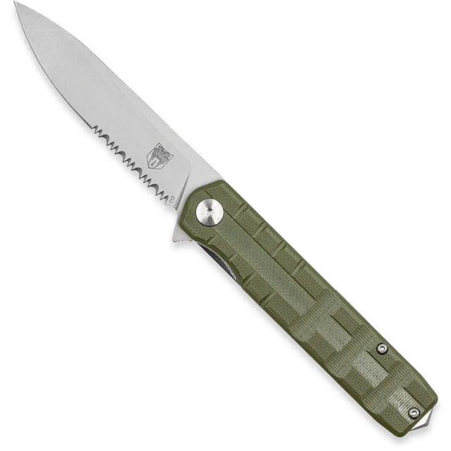 CobraTec Medium Kuzio Drop Folder Assisted Opening Folding Knife Serrated Blade OD Green 1410123 - Cobratec Knives