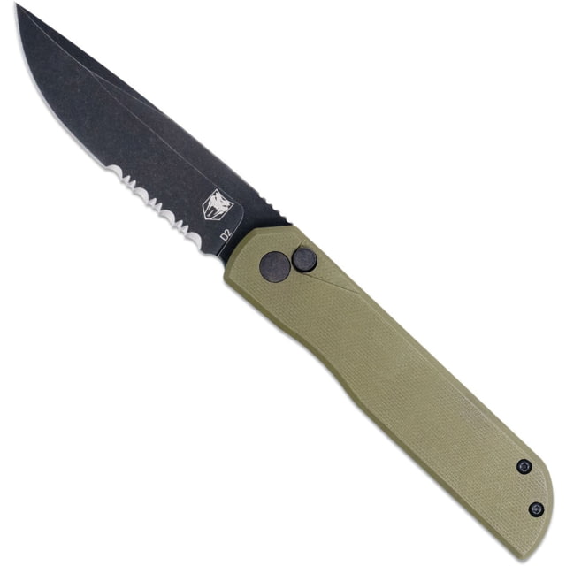 CobraTec Prowler Block Folding Knife Drop Point Blade Serrated G-10 OD Green Handle 1410142 - Cobratec Knives