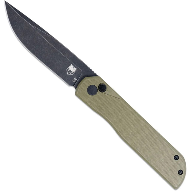 CobraTec Prowler Button Lock Folding Knife Drop Point Blade G-10 OD Green Handle 1410140