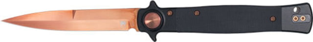CobraTec Stiletto Button Lock Assisted Opening Folding Knife Black/Rose Gold G10 Handle 1410169 - Cobratec Knives