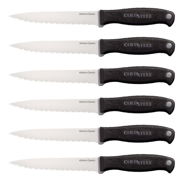 Cold Steel 10 inSteak Knife Set Black/Silver 10in - Cold Steel