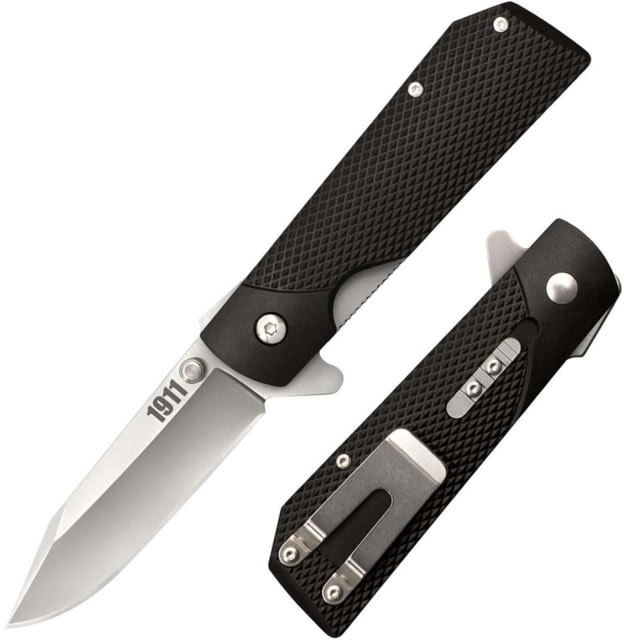 Cold Steel 1911 Folding Knife 3in 4034 Stainless Steel Folding Plain Clip Point Blade Black Textured Griv-Ex Handle