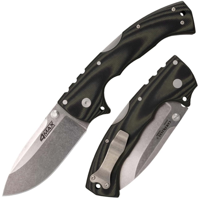 USED Cold Steel 4-Max Elite Lockback Folding Knife Black G10 Handle 6" Closed 4" Stonewash Finish S35VN Stainless Bla CS-62RMA