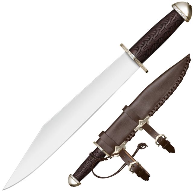 Cold Steel Chieftan's Sax Fixed Blade Knife 13.87in 1055 Carbon Steel Clip Point Blade Sal Wood Handle