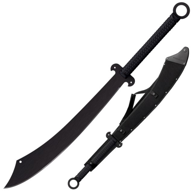 Cold Steel Chinese Sword Machete w/o Sheath 1055 Carbon Steel with Black Baked-On Anti Rust Matte Finish Black 24 in - Cold Steel