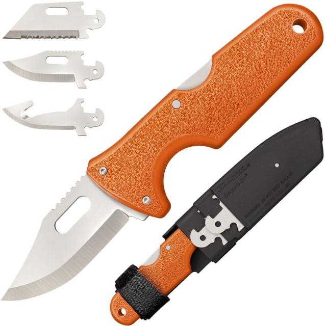 Cold Steel Click-N-Cut Hunter Fixed Blade Knife 2.50in 420J2 SS Fixed Bowie/Gut Hook/Plain/Serrated Satin Blade Orange ABS Handle Blister Pack