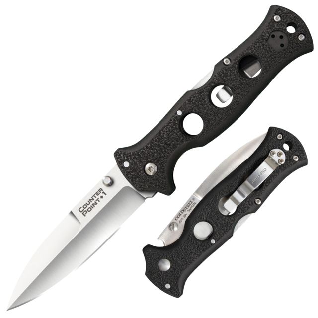 Cold Steel Counter Point l Folding Knife 4in Japanese AUS10A Steel Blade Black Griv Ex Handle