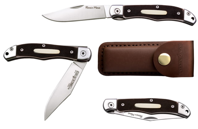 Cold Steel Ranch Hand 3in Folding Clip Point Plain SK-5 Steel Blade/Brown w/Polished Bolsters Faux Sawed Bone Handle Features Lanyard Hole