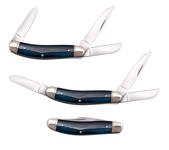 Cold Steel  Gentleman's Stockman 2in/2.10in/2.50in Folding Clip/Sheepsfoot/Spey Plain 8Cr13MoV SS Blade/Dark Blue w/Polished Bolsters Bone