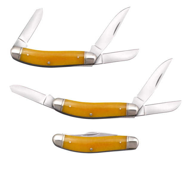 Cold Steel Gentleman's Stockman 2in/2.10in/2.50in Folding Clip/Sheepsfoot/Spey Plain 8Cr13MoV SS Blade/Yellow w/Polished Bolsters Bone