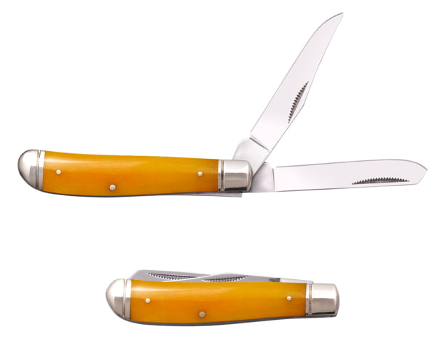 Cold Steel  Trapper Mini 2.60in/2.70in Folding Clip/Spey Plain 3Cr13MoV SS Blade/Yellow w/Polished Bolsters Bone Handle