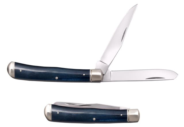 Cold Steel Trapper 3in Folding Clip/Spey Plain 8Cr13MoV SS Blade/Dark Blue w/Polished Bolsters Bone Handle