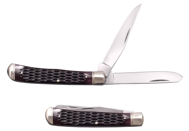 Cold Steel  Trapper 3in Folding Clip/Spey Plain 8Cr13MoV SS Blade/Brown Jigged w/Polished Bolsters Bone Handle