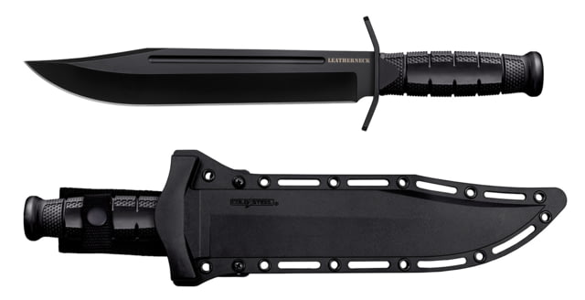 Cold Steel Leatherneck 10.50in Fixed Bowie Plain Non-Reflective Black D2 Steel Blade/ 4.75in Black w/Curved Quillons Kray-Ex Handle