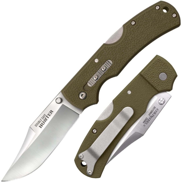 Cold Steel Double Safe Hunter Folding Knife 3.5in 8Cr13MoV G10 OD Green G10 23JCZ - Cold Steel