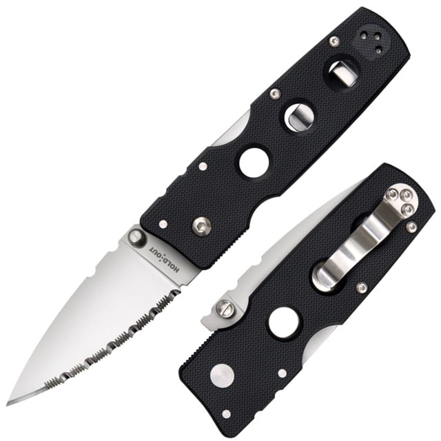 Cold Steel Hold Out Folding Knives 3in S35VN Steel Serrated Drop Point Blade G-10 Handle 11G3S