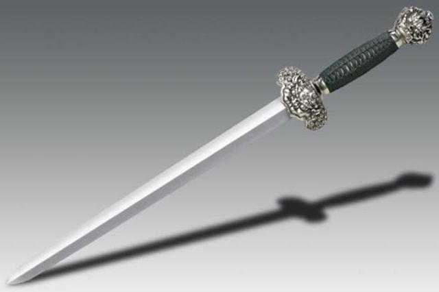 Cold Steel Jade Lion Dagger, Cord Wrapped Handle, Plain Edge, CS-88RLD