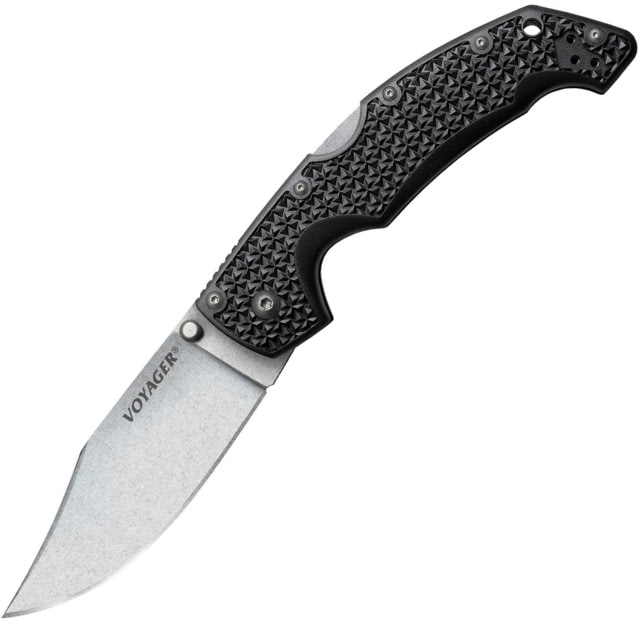 Cold Steel Large Voyager Tri-Ad Lock 4.00 in Folding Knife Black textured Griv-Ex