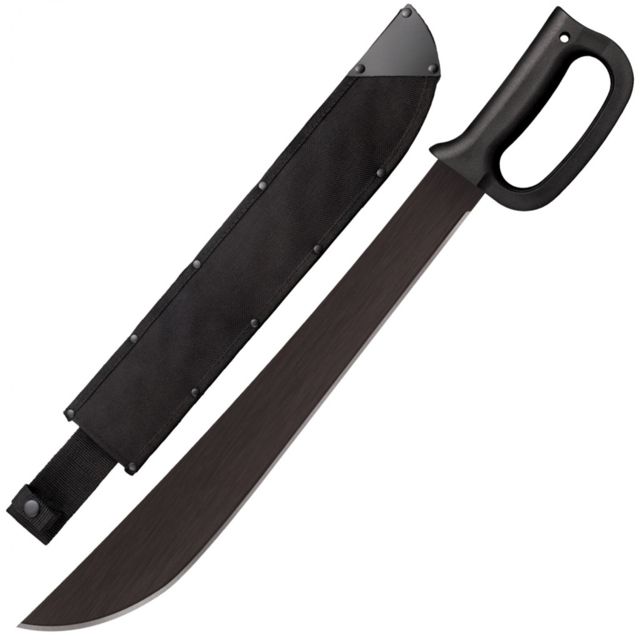 Cold Steel Latin D-Guard Machete w/o Sheath 1055 Carbon Steel With Black Baked-On Anti Rust Matte Finish Black 18 in - Cold Steel
