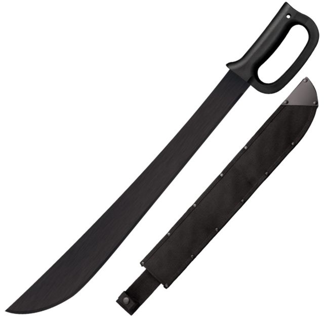 Cold Steel Latin D-Guard Machete w/o Sheath 1055 Carbon Steel With Black Baked-On Anti Rust Matte Finish Black 21 in - Cold Steel