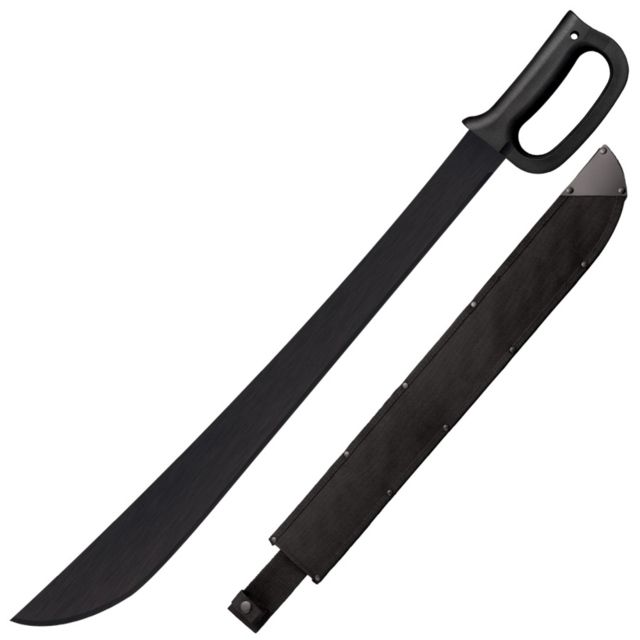 Cold Steel Latin D-Guard Machete w/o Sheath 1055 Carbon Steel With Black Baked-On Anti Rust Matte Finish Black 24 in - Cold Steel