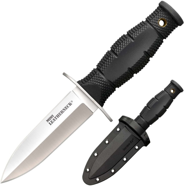 Cold Steel Mini Leatherneck Fixed Blade Knife 3.5in 8Cr13MoV Steel Double Edged Spear Point Plain Blade 3 1/4in Long Kray-Ex Handle