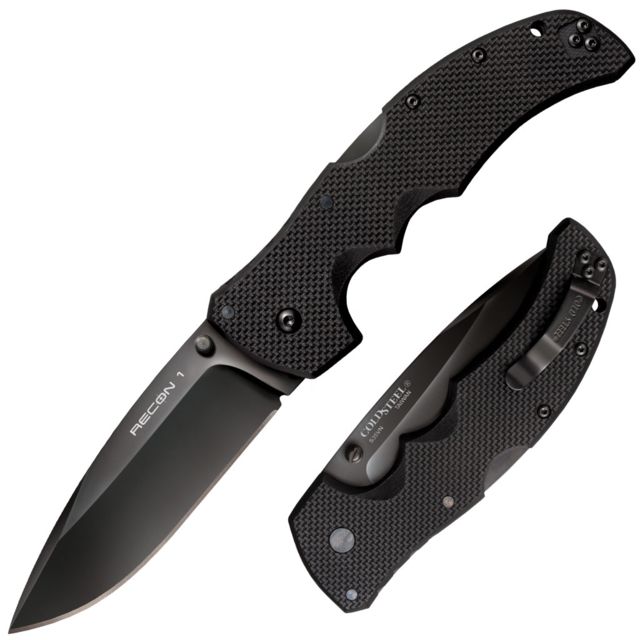 Cold Steel Recon 1 Folding Knife 4in Spear Point S35VN Steel Blade Black Long G10 Handle