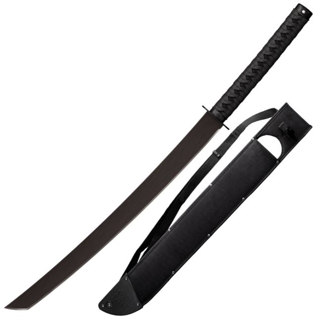 Cold Steel Tactical Katana Machete Knive w/o Sheath 1055 Carbon Steel with Black Baked-On Anti Rust Matte Finish Black 24 in - Cold Steel