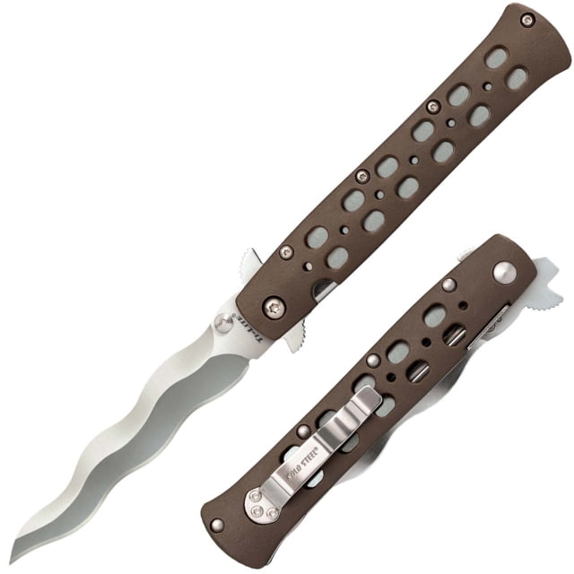 Cold Steel Ti-Lite Kris Linerlock Folding Knife Flat Dark Earth Zy-Ex Handle 4.75" closed 4" Satin Finish AUS-10A Stainless Bl