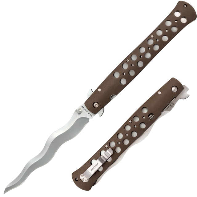 Cold Steel Ti-Lite Kris Linerlock Folding Knife Flat Dark Earth Zy-Ex Handle 7" Closed 6" Satin Finish AUS-10A Stainless Blade