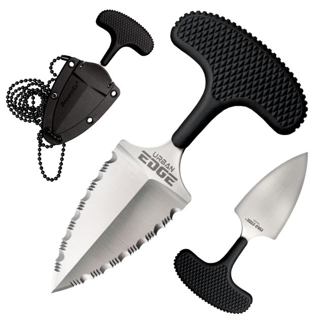 Cold Steel Urban Edge Serrated Push Dagger 2.5in Serrated Japanese AUS 8A Stainless Black Kray-Ex Handle