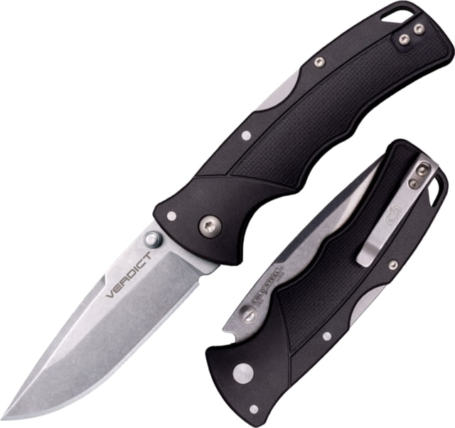 Cold Steel Verdict 4116 SS Folding Knife 3in 4116 Stainless Steel Spear Point Blade Black GFN Handle